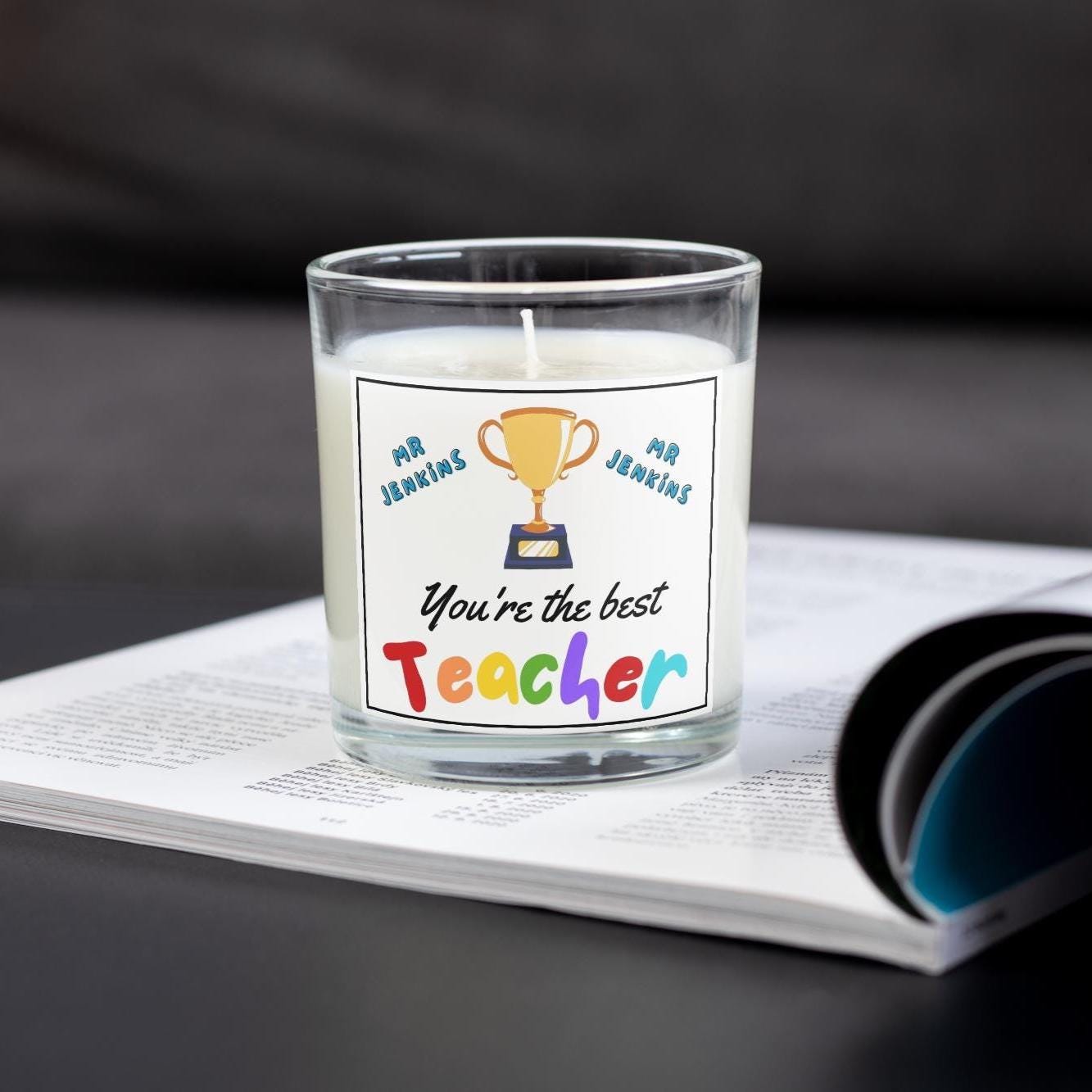 You're the Best Teacher Personalised Candle Gift | Best Teacher Gift | Thank You Teacher | End of Term Gift | Teacher Leaving Gift | Teacher Etsy