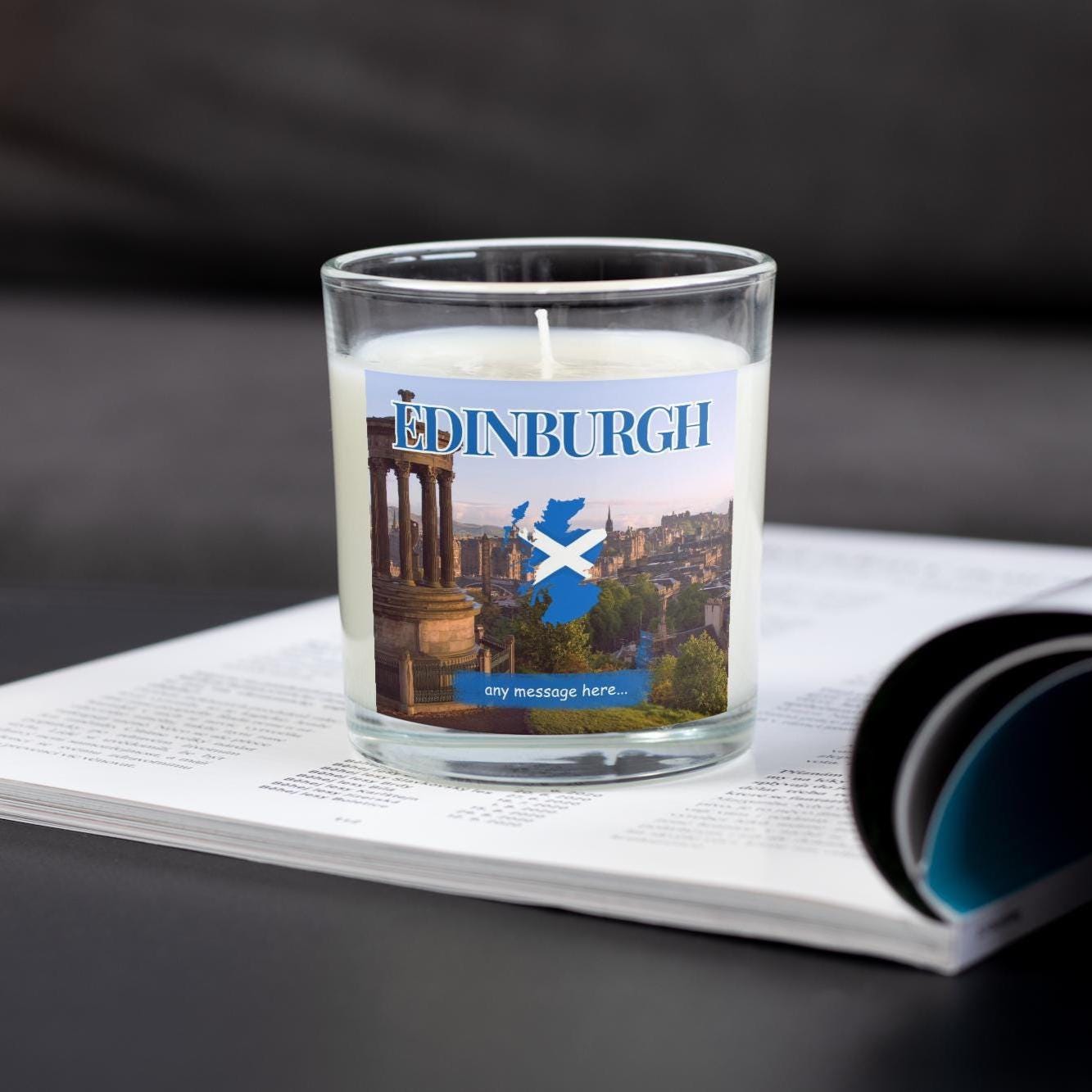 Edinburgh Personalised Candle | Edinburgh City Gift | Edinburgh home Decor | Scotland Message | Scottish Gift | Edinburgh Travel Candle Gift Etsy
