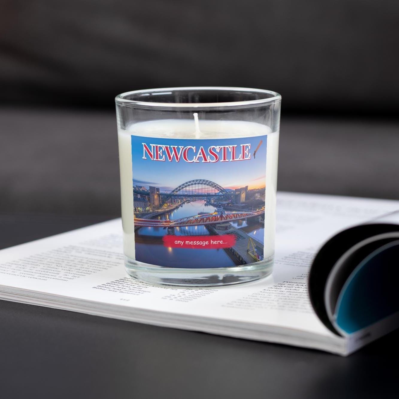 Newcastle Personalised Candle | Newcastle Gift | Newcastle Candle | Newcastle Home Decor | Newcastle Birthday Gift | Newcastle Any Message Etsy