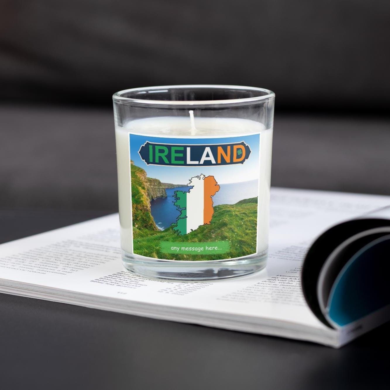 Ireland personalised candle | Ireland Gift | Ireland Message Candle | Ireland Home Decor | Ireland Birthday Message | Irish candle Message Etsy