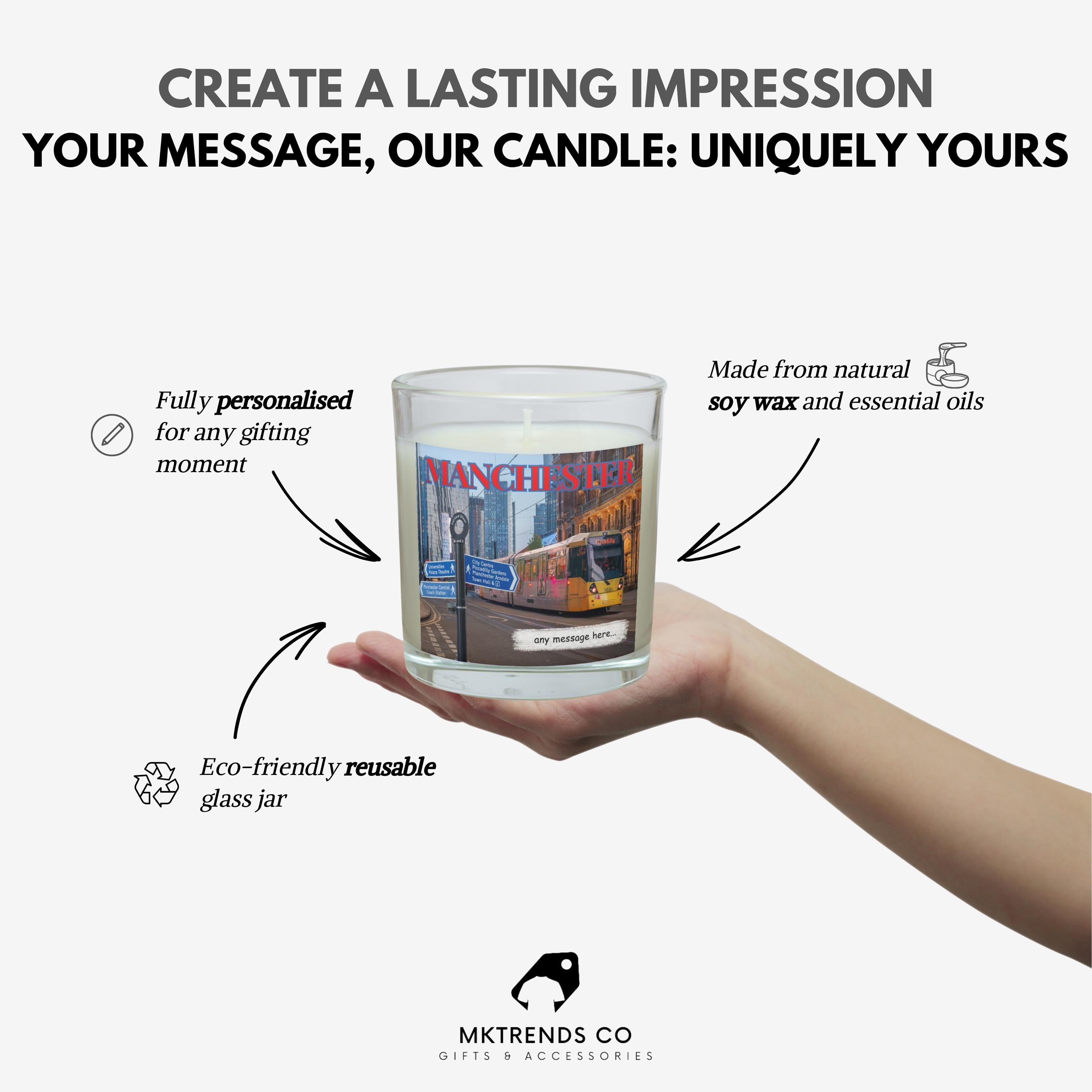 Manchester Personalised Candle | Manchester Gift | Manchester Home Decor | Manchester City Centre | Manchester Birthday | Manc Message Gift Etsy