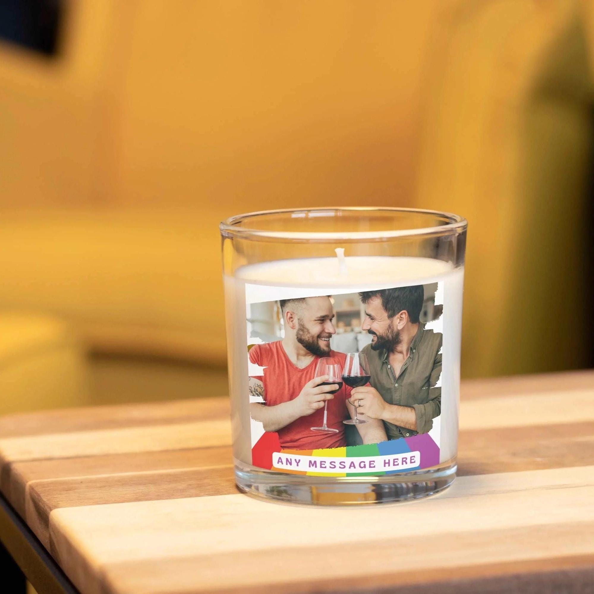 Gay Pride Photo Personalised Candle | Gay Relationship Gift | Gay Couples Gift | Gay Anniversary Gift | Gay Birthday Gift | Lesbian Couple Etsy