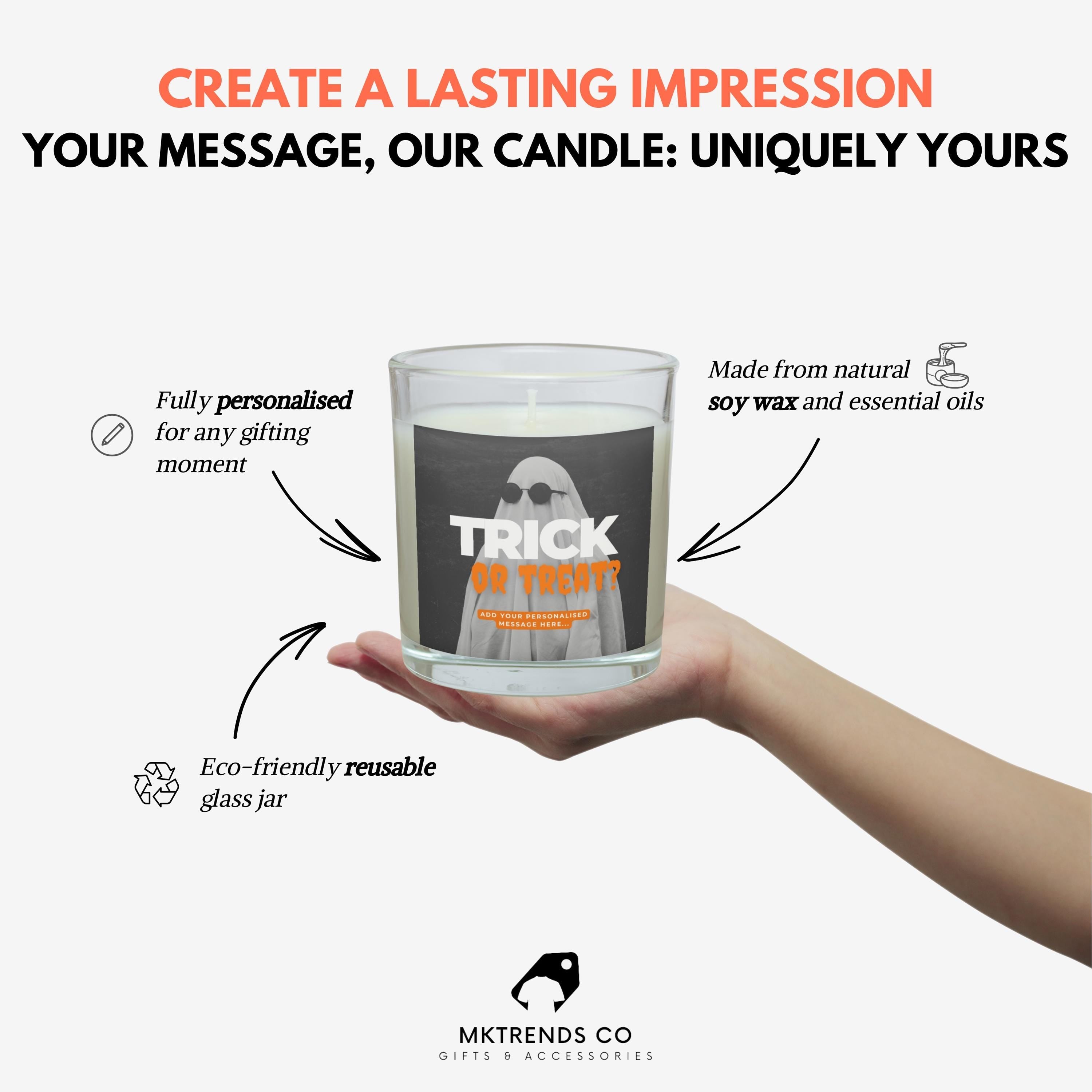Trick or Treat Personalised Candle | Halloween Message Candle | Trick or Treat Custom Message | Halloween Decorations | Personalised Candle Etsy