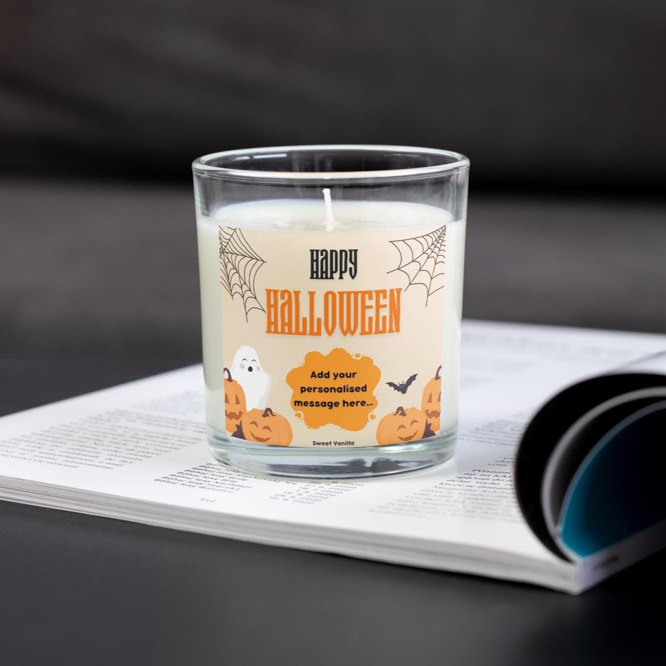 Halloween Message Personalised Candle | Halloween Decoration | Trick or Treat | Halloween Decorations | Happy Halloween Party | Custom Gift Etsy