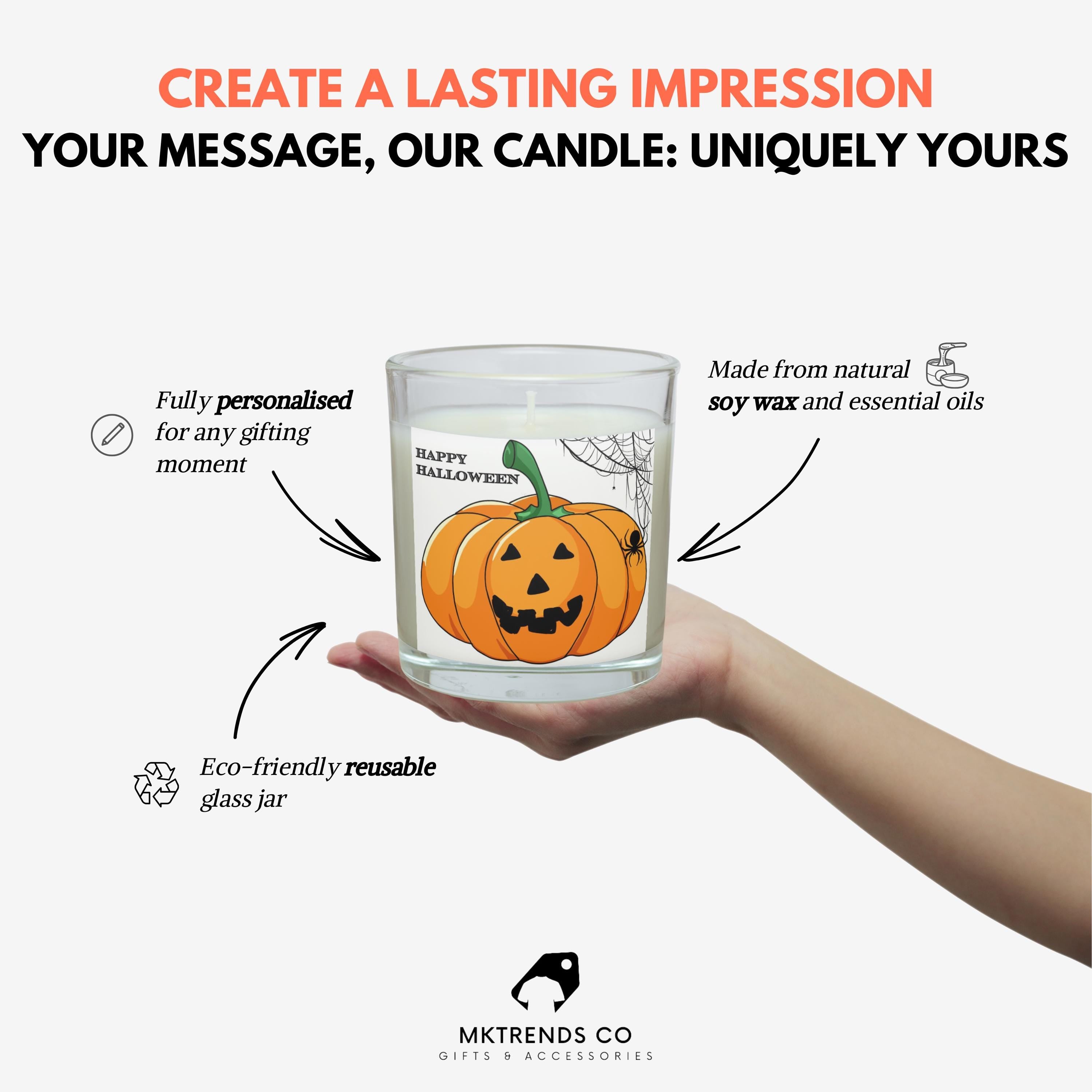 Halloween Pumpkin Personalised Candle | Halloween Decoration | Trick or Treat | Happy Halloween | Halloween Party Gift | Custom Halloween Etsy