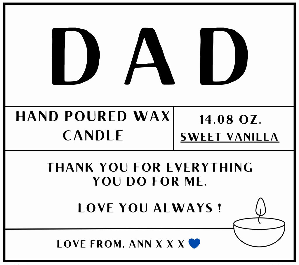 Dad Message Personalised Candle Gift | Dad Appreciation Gift | Dad Birthday | Father's Day | Just Because Gift for Dad | Custom Dad Message Etsy