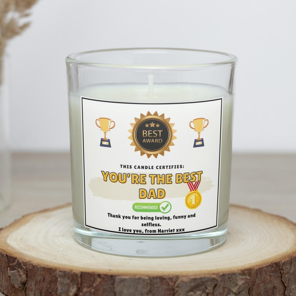 Novelty Best Dad Award Personalised Candle Gift | Funny Gift for Dad | Dad Appreciation | Dad Birthday | Father's Day | Best Dad Message Etsy