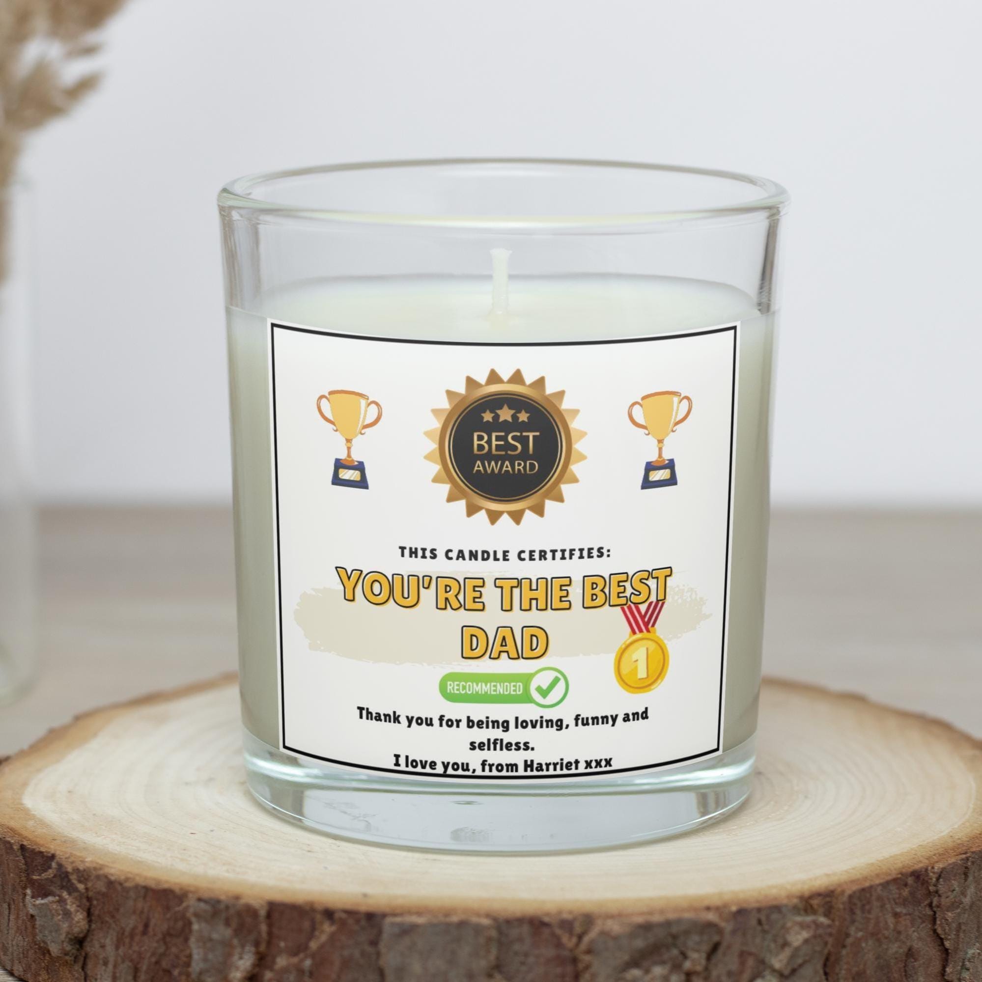 Novelty Best Dad Award Personalised Candle Gift | Funny Gift for Dad | Dad Appreciation | Dad Birthday | Father's Day | Best Dad Message Etsy