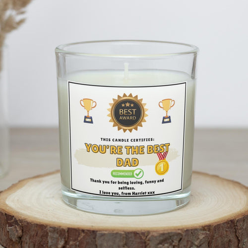 Novelty Best Dad Award Personalised Candle Gift | Funny Gift for Dad | Dad Appreciation | Dad Birthday | Father's Day | Best Dad Message Etsy