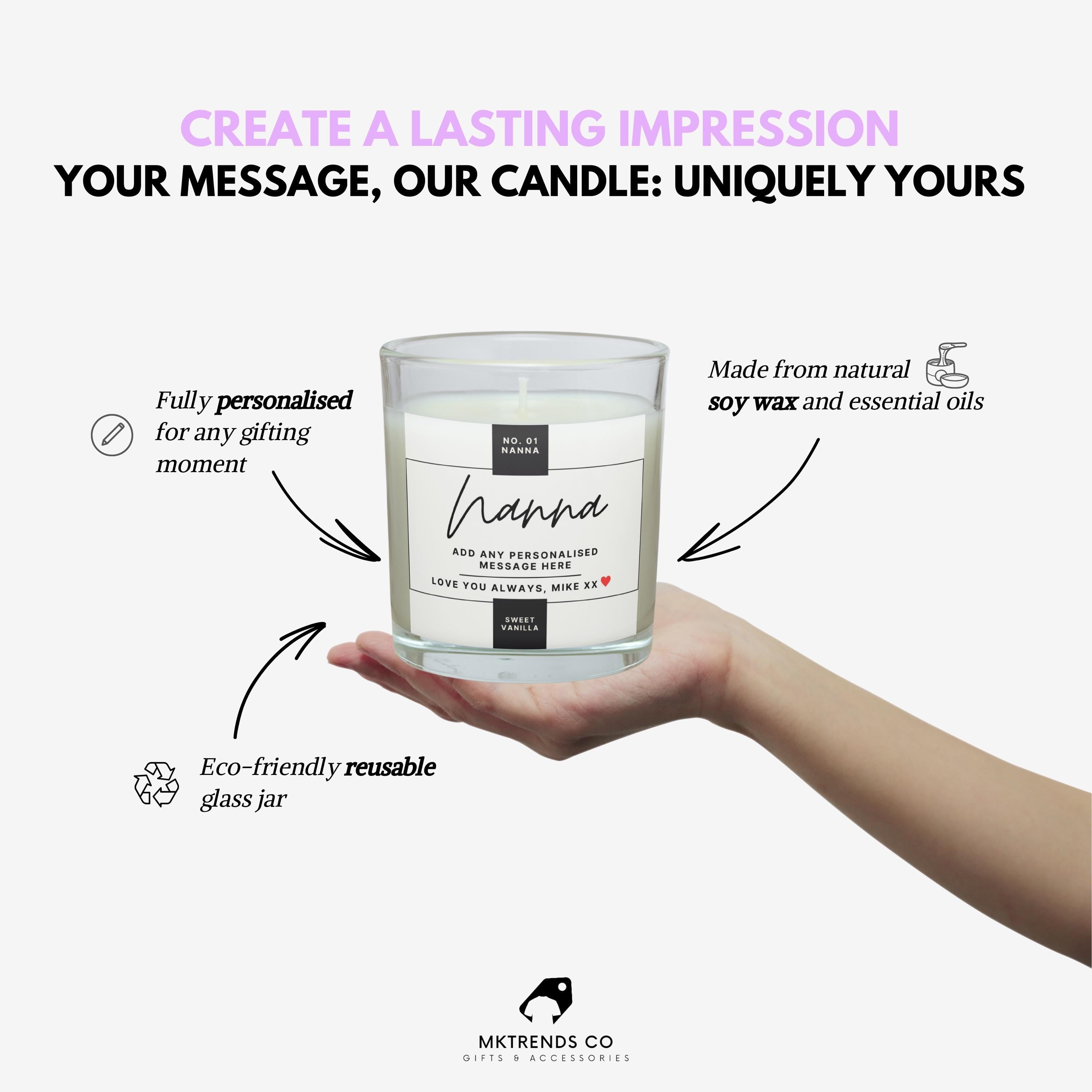 Nanna Personalised Candle Gift | Number 1 Nanna Gift | Nanna Grandma Appreciation Gift | From Grandson | From Granddaughter | Message Candle Etsy