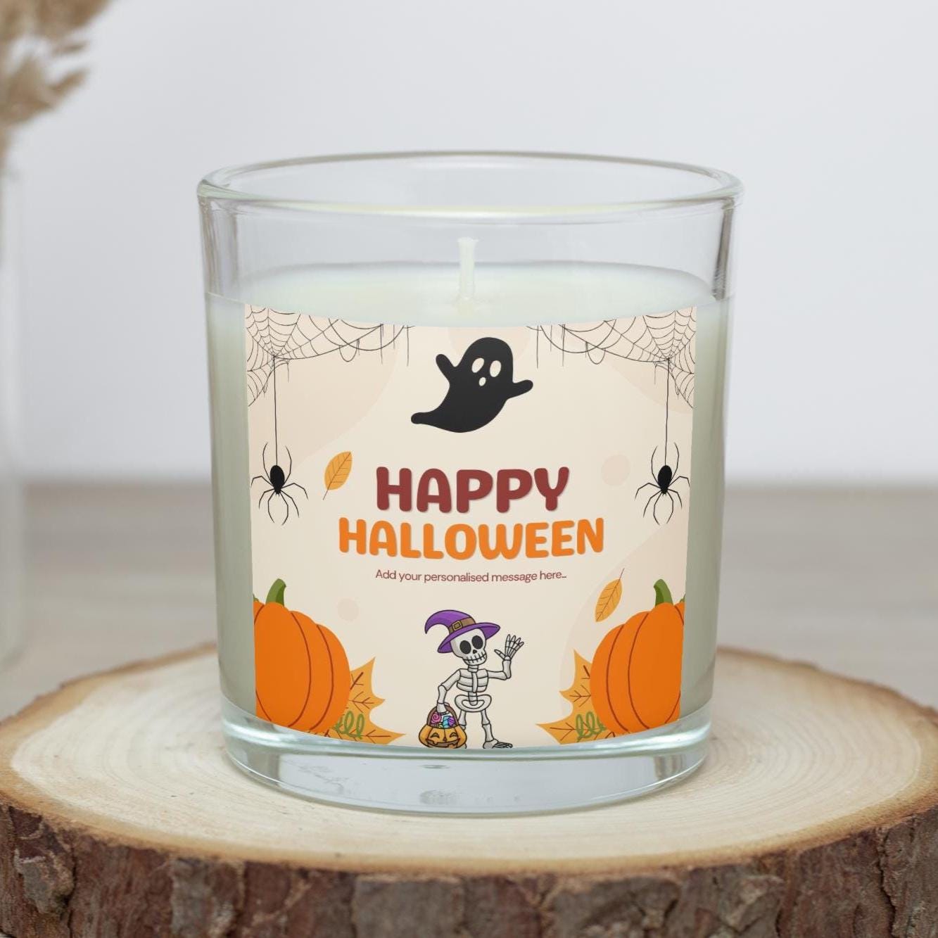 Happy Halloween Festive Personalised Candle | Halloween Décor | Halloween Message | Halloween Skeleton | Funny Halloween Message Gift Ideas Etsy