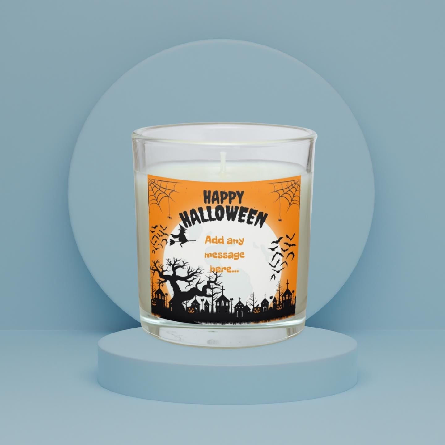 Happy Halloween Scene Personalised Candle | Halloween Decor | Spooky Halloween Ideas | Any Message Halloween Candle | Happy Halloween Party Etsy