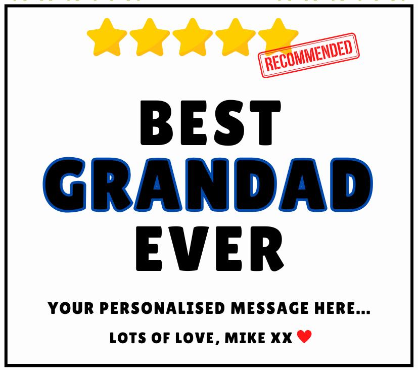 Best Grandad Ever Personalised Candle Gift | Novelty Grandad Message Gift | Grandad Appreciation | Thank You Grandad Gift | 5 Star Grandad Etsy