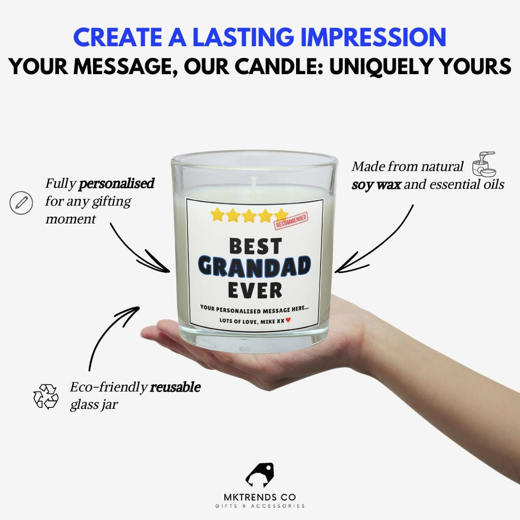 Best Grandad Ever Personalised Candle Gift | Novelty Grandad Message Gift | Grandad Appreciation | Thank You Grandad Gift | 5 Star Grandad Etsy