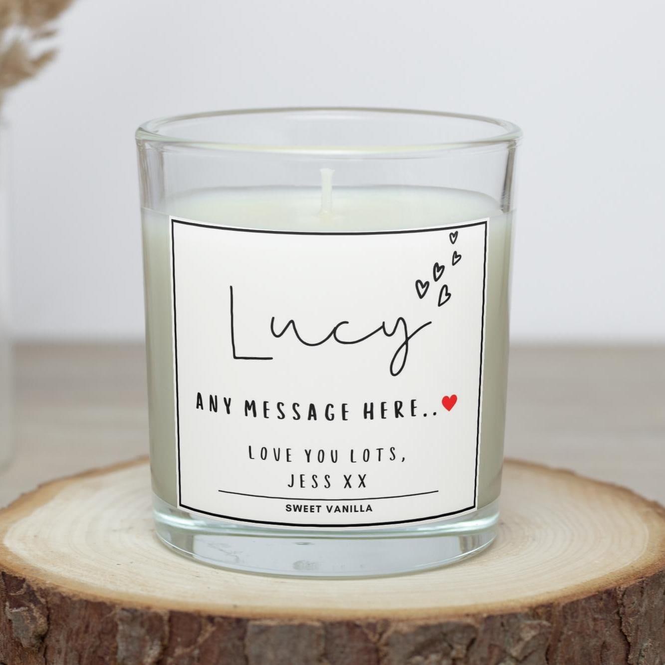 Personalised Name And Heart Candle, Gifts For Her, Best Friend Gift, Girlfriend Gift, Gift For Wife, Name Message Candle, Custom Text Candle Etsy