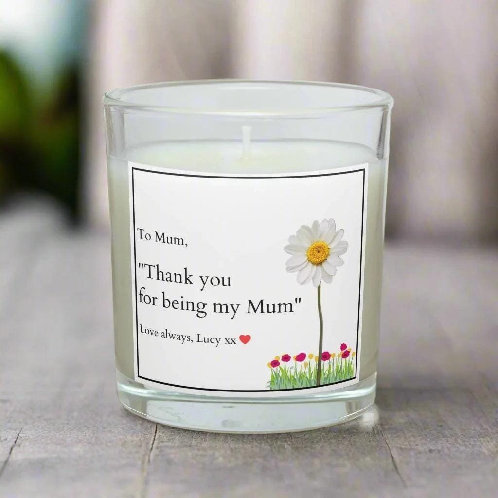 Thank You For Being My Mum Personalised Candle | Mum Message Quote Gift | From Daughter Gift | From Son Gift | Best Mum | Mum Poem Candle Etsy