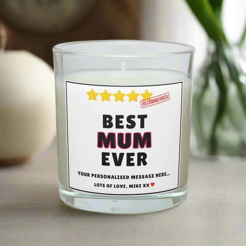 Best Mum Ever 5 Stars Award Personalised Candle Gift | Gift for Mum | Novelty Funny Gift for Mum | Funny Mum Rating Candle | Five Star Mum Etsy