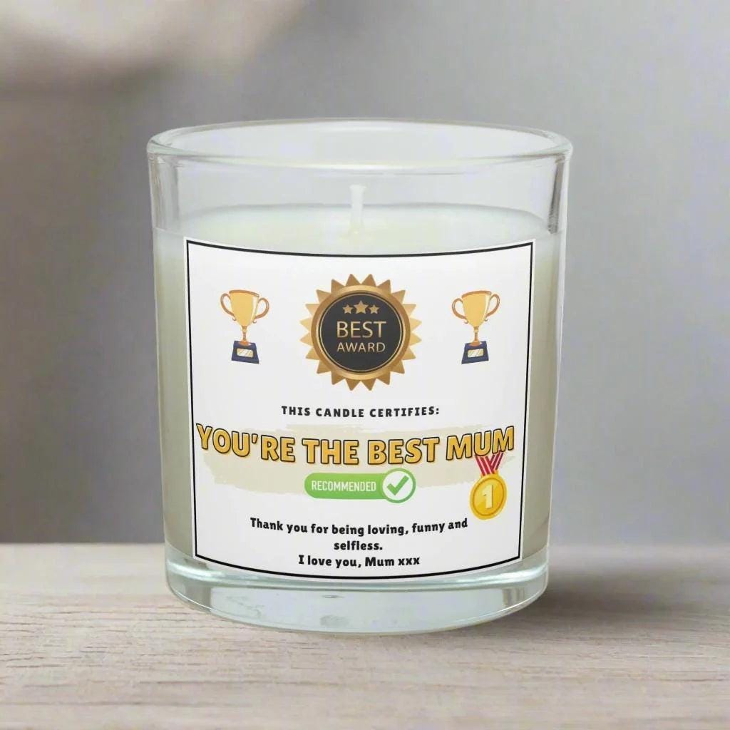 Best Mum Award Personalised Candle | Best Mum Award Gift | Funny Gift for Mum | Funny Message Mum Gift | Novelty Mum Candle | Mum Message Etsy