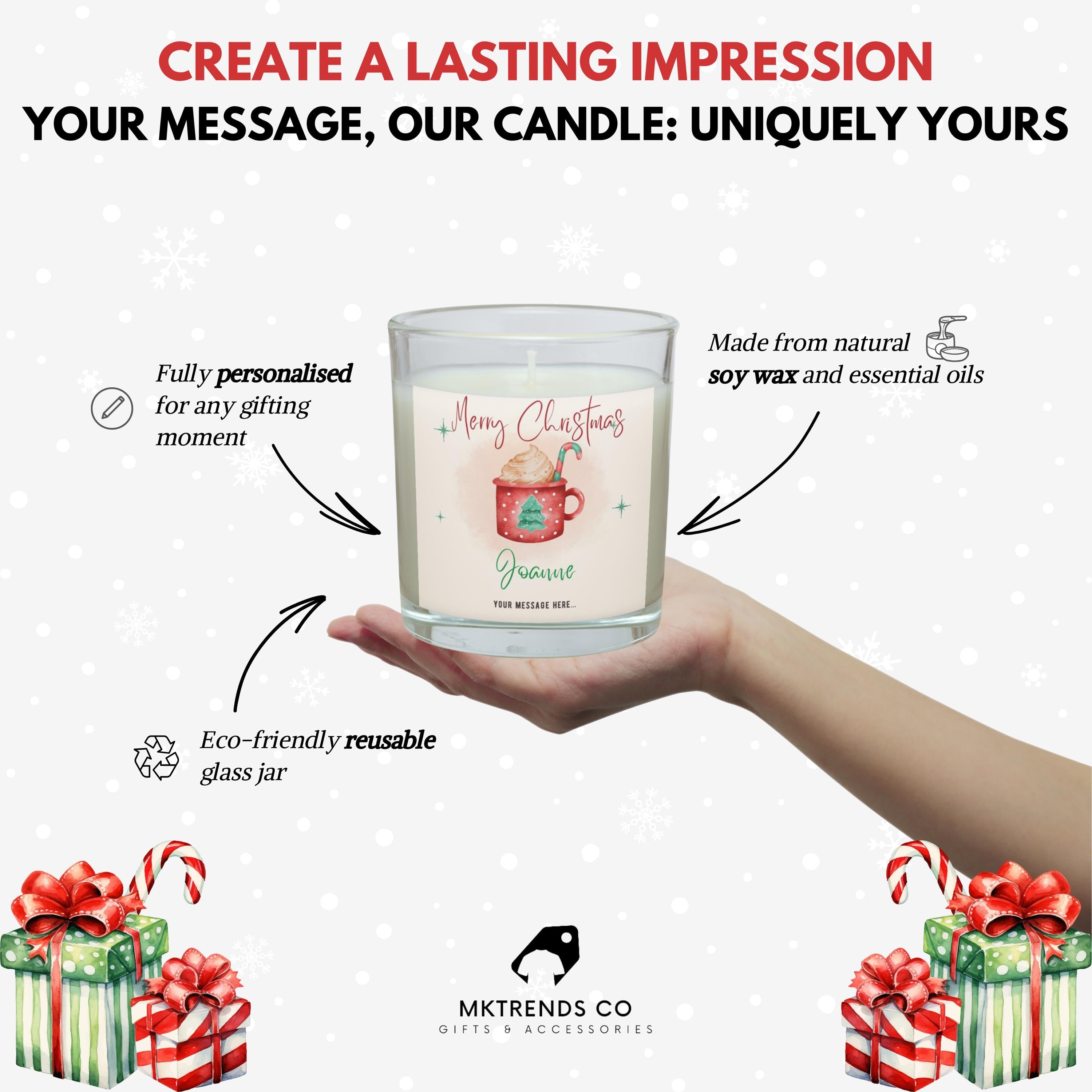 Merry Christmas Hot Chocolate Cup Candle | Personalised Candle | Festive Candle Message Gift | Add any Message | Personalised Christmas Gift Etsy