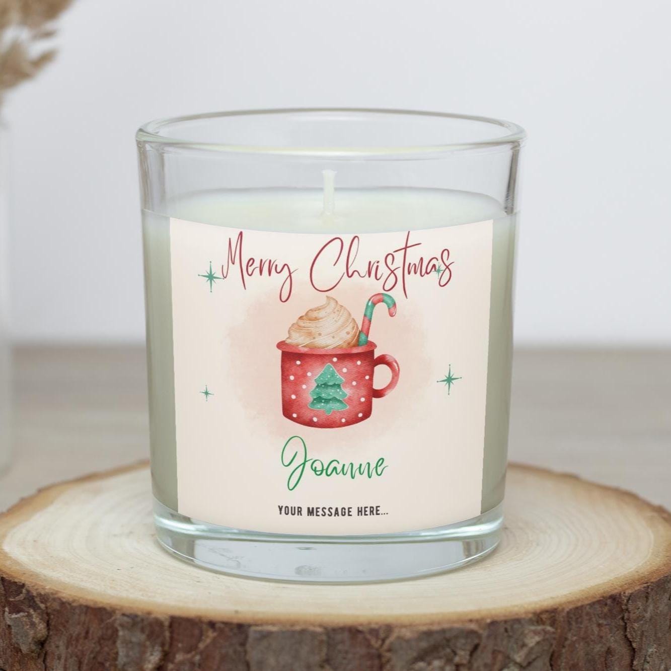 Merry Christmas Hot Chocolate Cup Candle | Personalised Candle | Festive Candle Message Gift | Add any Message | Personalised Christmas Gift Etsy