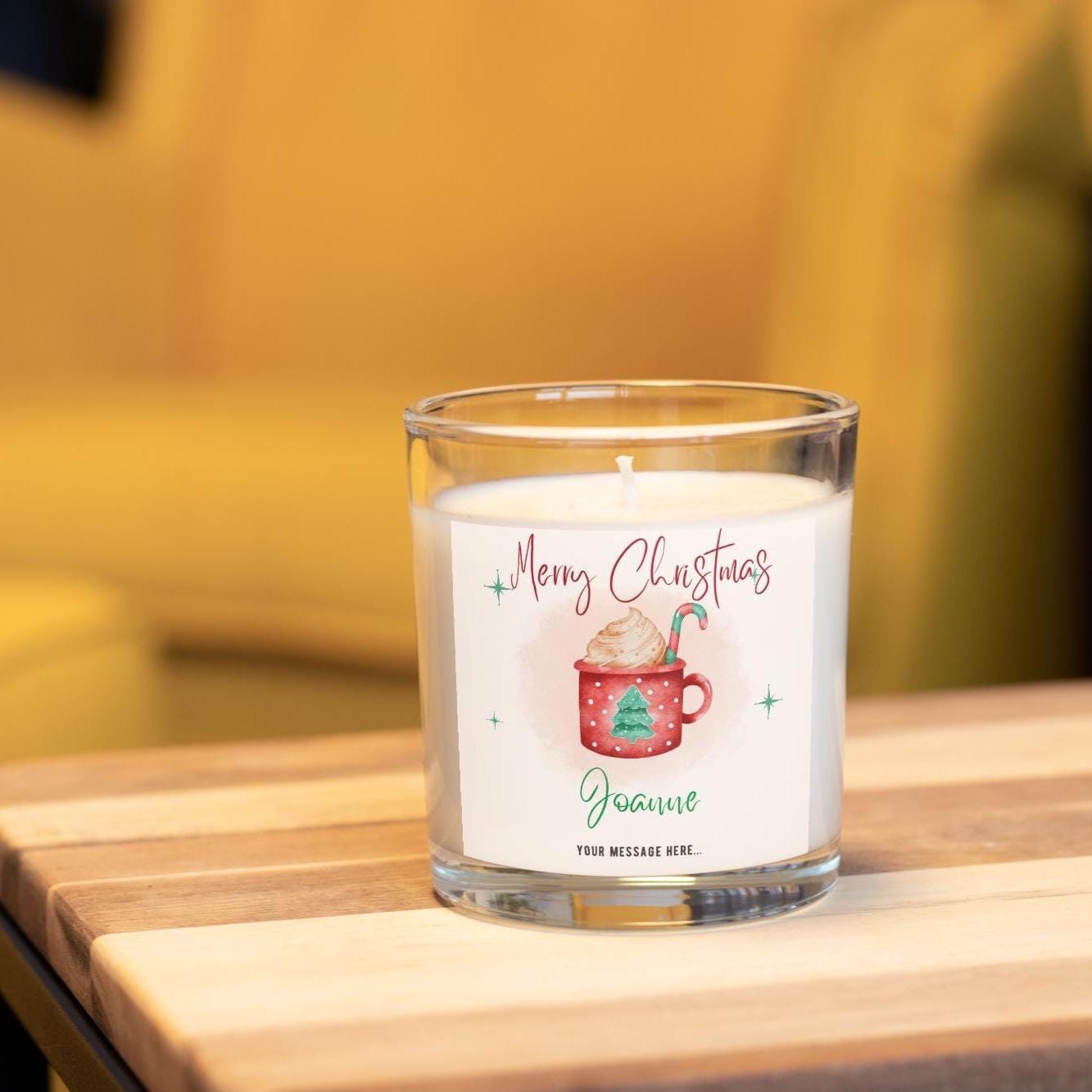 Merry Christmas Hot Chocolate Cup Candle | Personalised Candle | Festive Candle Message Gift | Add any Message | Personalised Christmas Gift Etsy