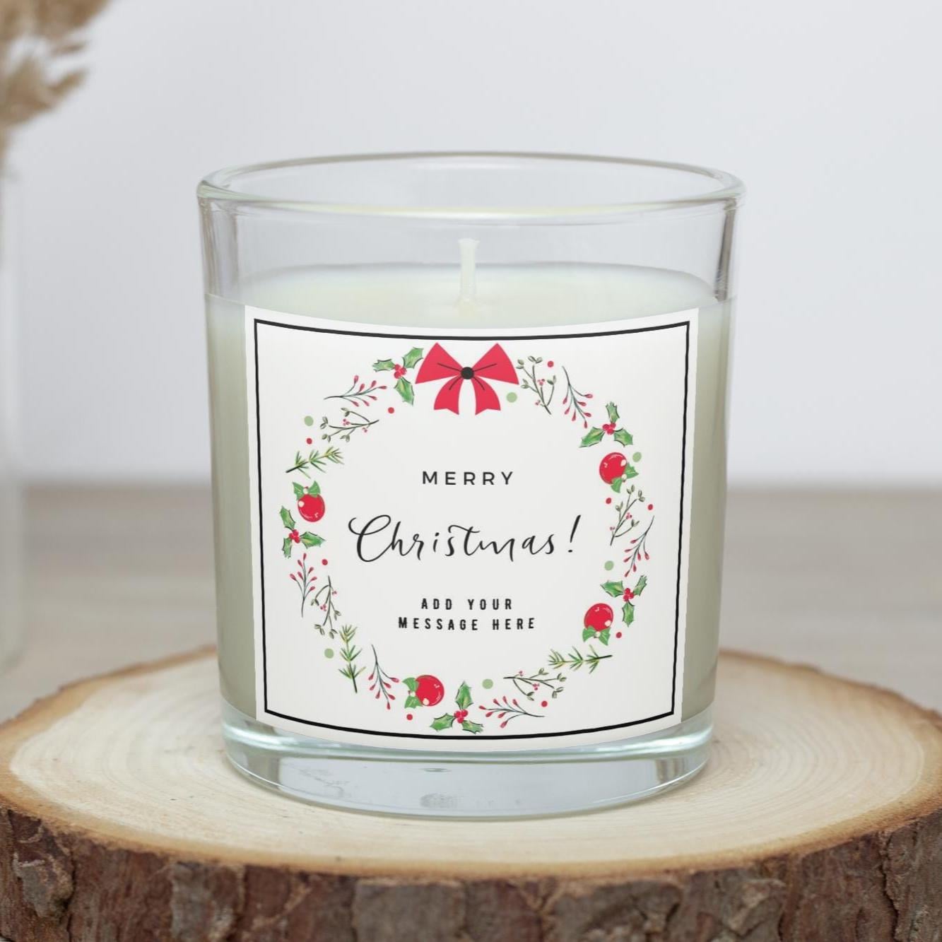 Merry Christmas Wreath Candle | Personalised Candle | Festive Christmas Decoration | Christmas Gift | Festive Christmas Custom Message Gift Etsy