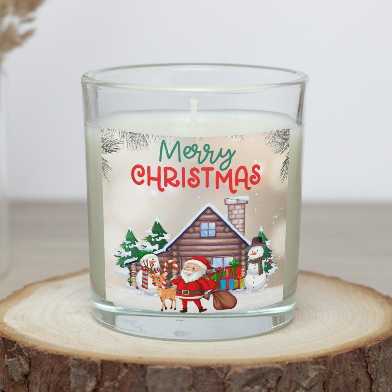 Festive Merry Christmas Scene Personalised Candle | Christmas Gifts | Christmas Home | Festive Decorations | Personalised Christmas Message Etsy