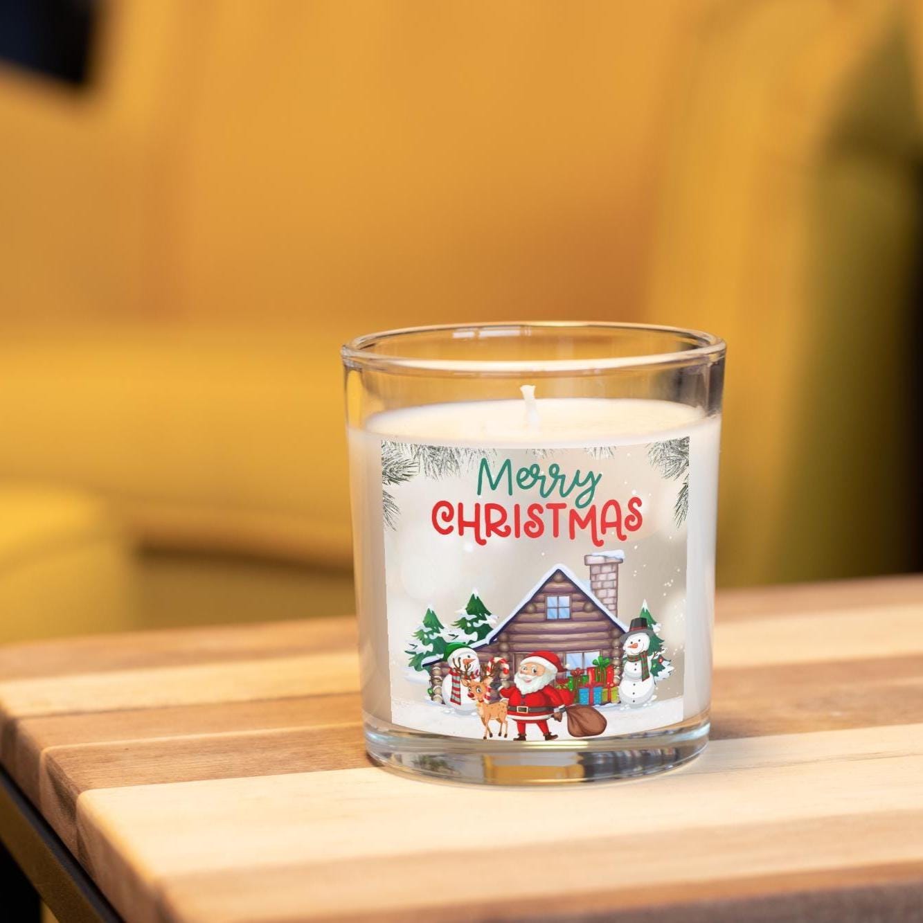 Festive Merry Christmas Scene Personalised Candle | Christmas Gifts | Christmas Home | Festive Decorations | Personalised Christmas Message Etsy