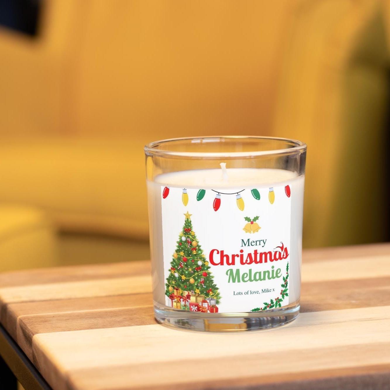 Merry Christmas Personalised Candle | Festive Name And Message Gift | Christmas Name Candle | Gift for Christmas | Secret Santa Message Gift Etsy