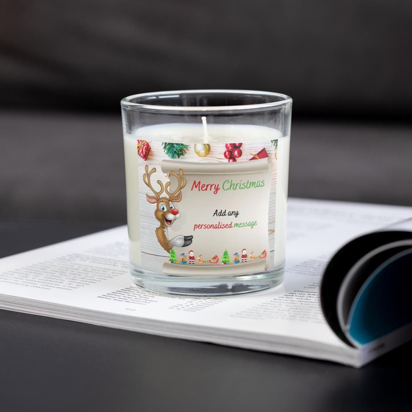 Reindeer Christmas Message Personalised Candle | Christmas Gift | Festive Reindeer Message | Personalised Message | Christmas Gift Message Etsy