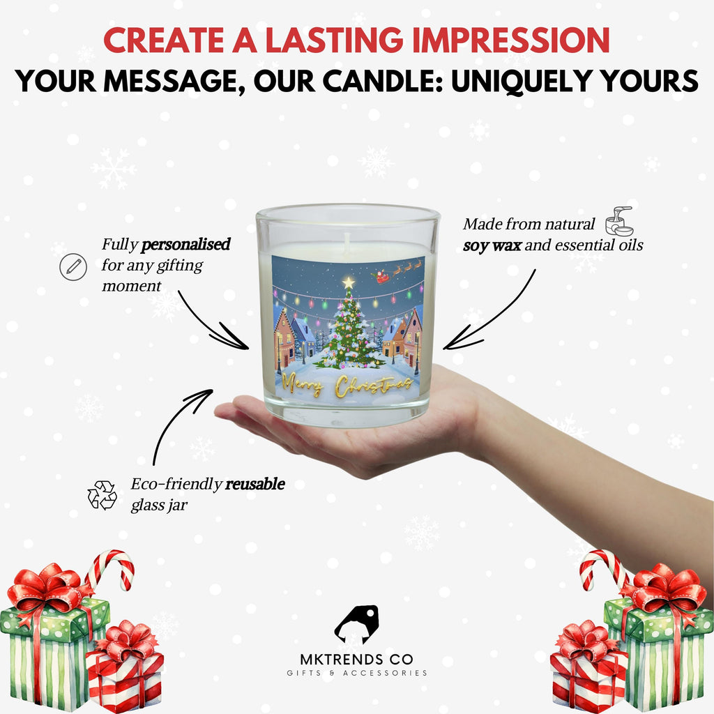 Christmas Village Scene Personalised Candle | Christmas Gifts | Winter Wonderland Candle | Festive Christmas Decoration | Any Message Gift Etsy