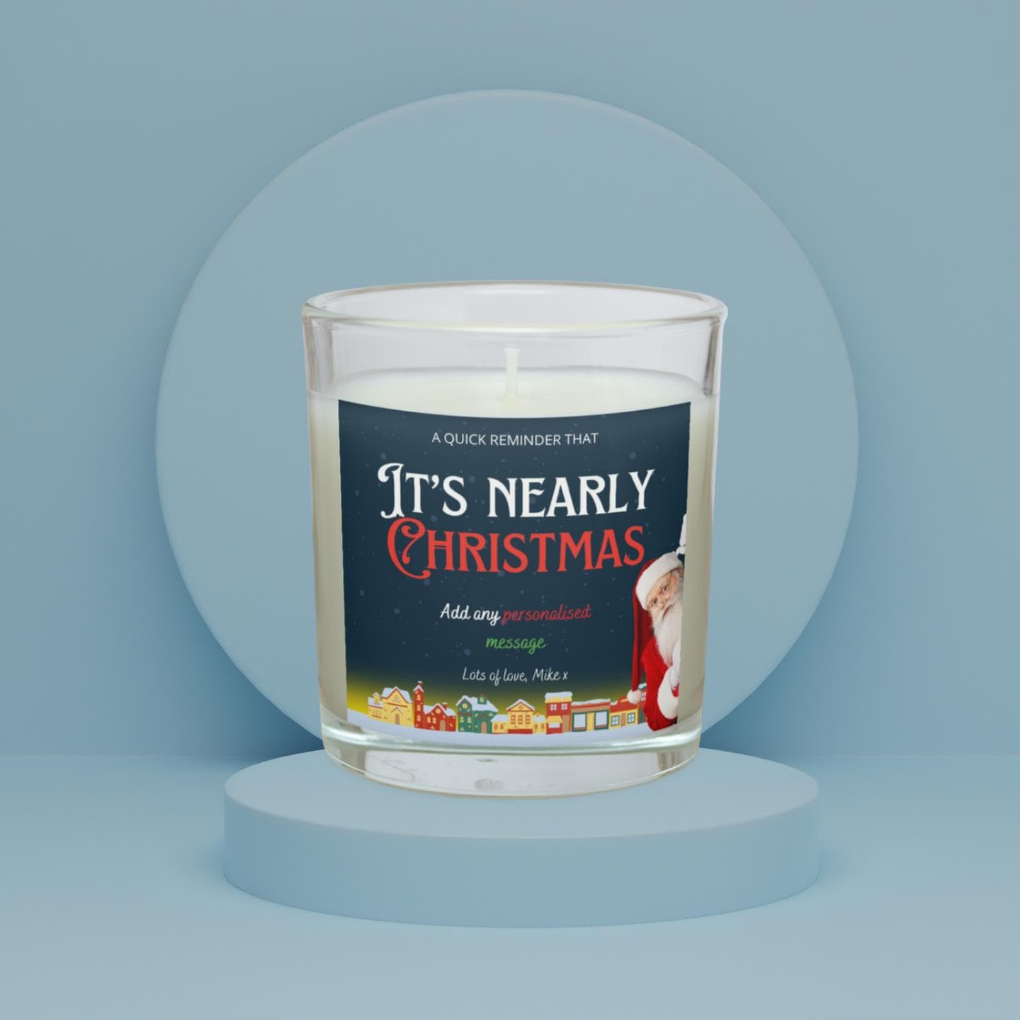 It's Nearly Christmas Santa Candle | Personalised Candle | Merry Christmas Gift | Excited for Christmas Candle | Christmas Eve Message Gift Etsy