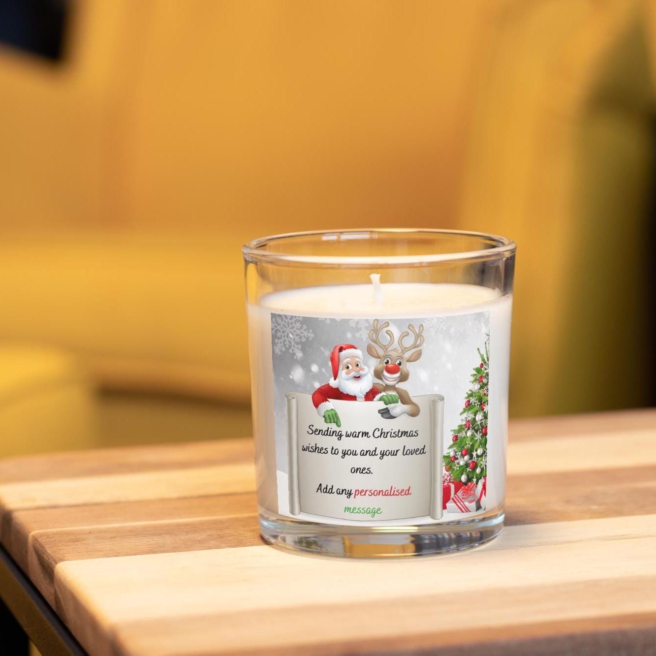 Santa Reindeer Christmas Message Personalised Candle | Christmas Gifts | Santa Message | Personalised Santa Letter | Christmas Scene Gift Etsy