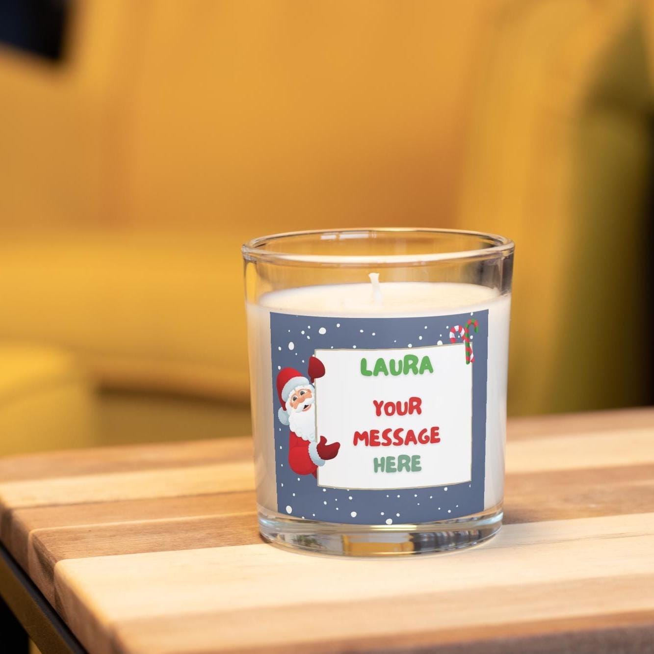 Santa Message Christmas Candle | Personalised Candle | Festive Scene | Santa Message Gift | Funny or Festive message Gift | Secret Santa Etsy