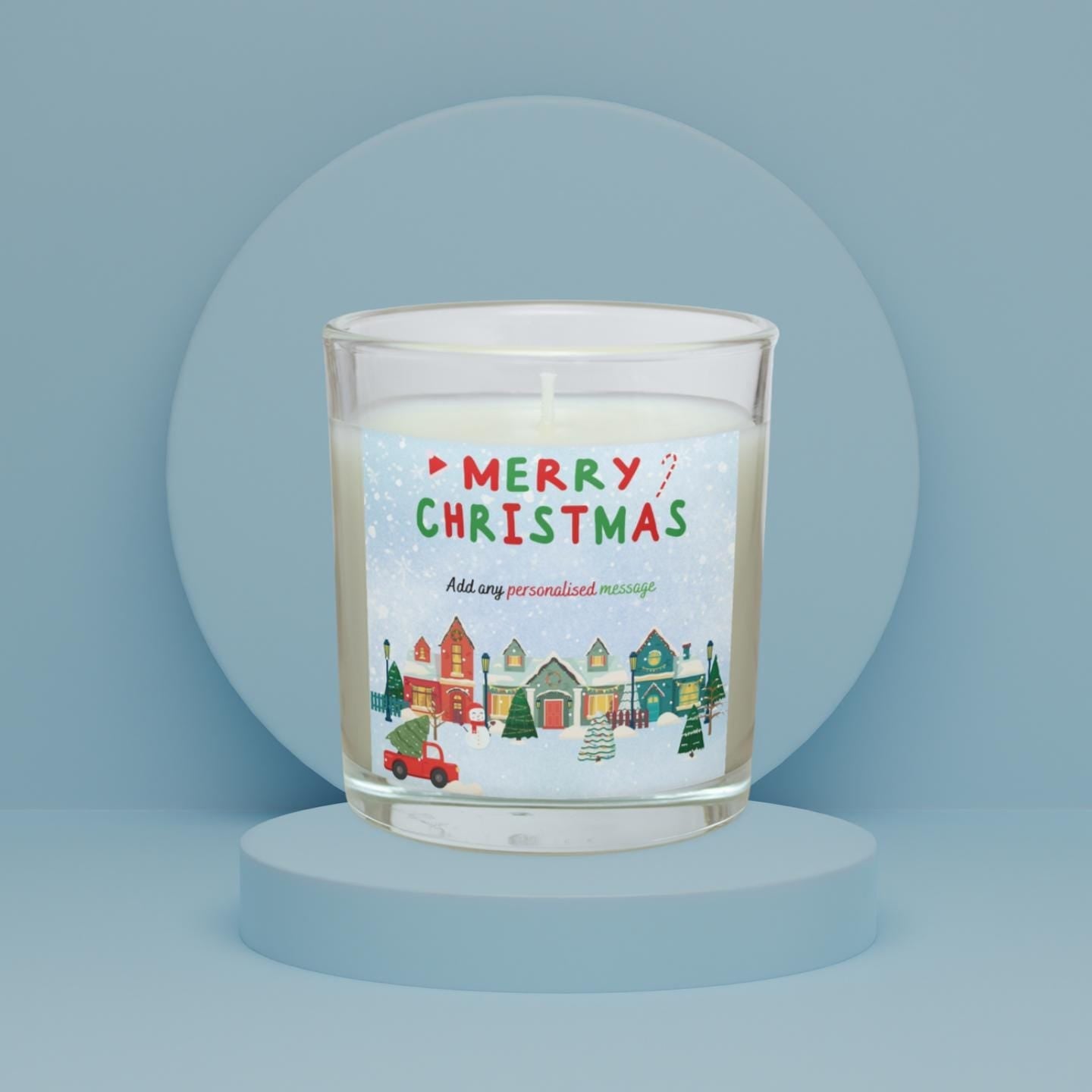Merry Christmas Scene Personalised Candle | Christmas Gifts | Festive Decoration | Christmas Village Scene | Merry Christmas Message Gift Etsy
