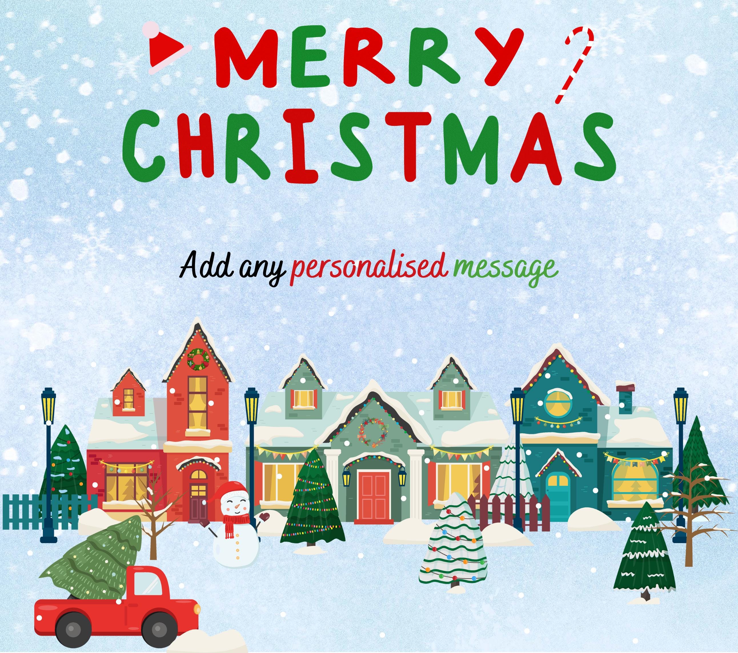 Merry Christmas Scene Personalised Candle | Christmas Gifts | Festive Decoration | Christmas Village Scene | Merry Christmas Message Gift Etsy