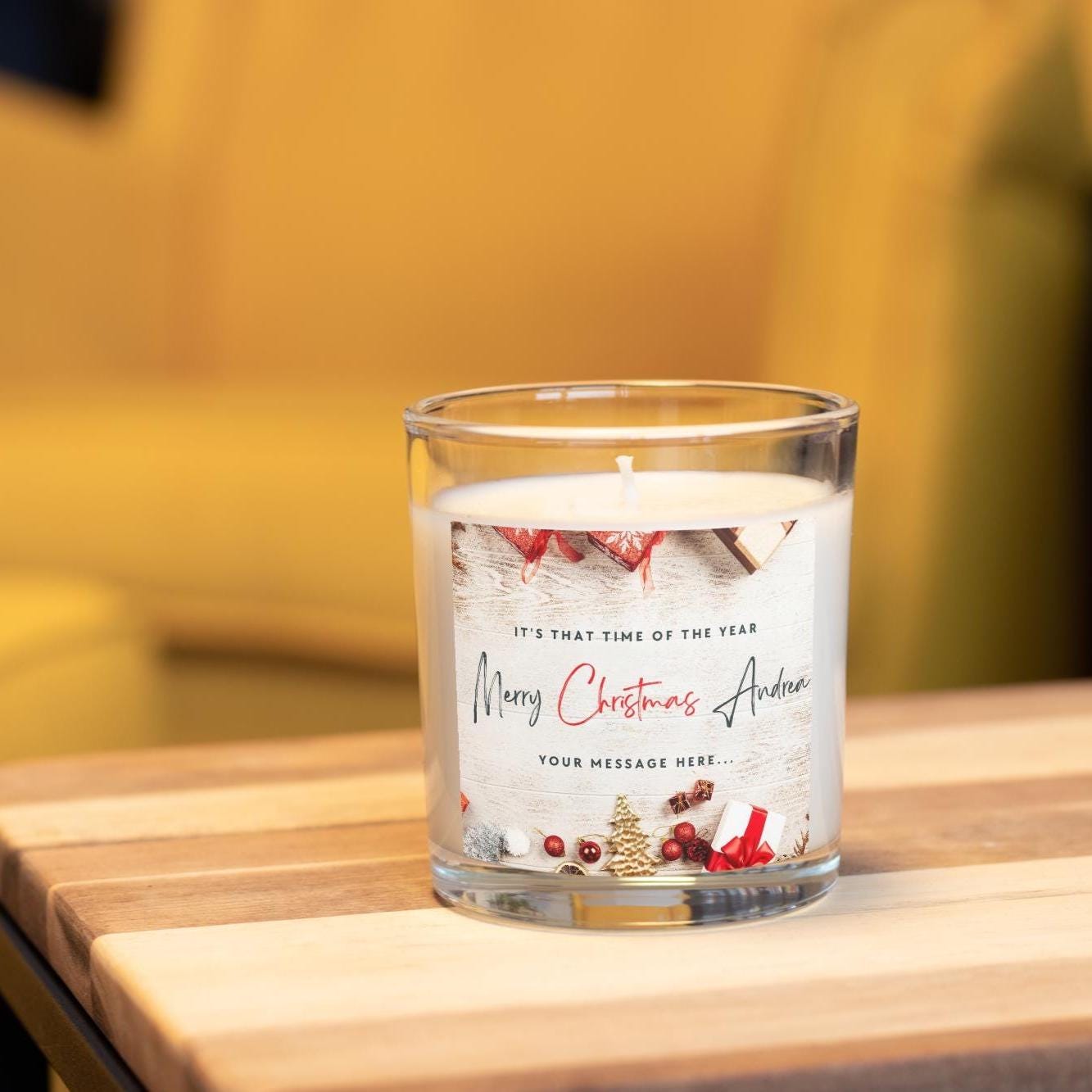 Merry Christmas Name Personalised Candle | Festive Custom Message Gift | Secret Santa Gifts | Christmas Countdown Candle | Christmas Message Etsy