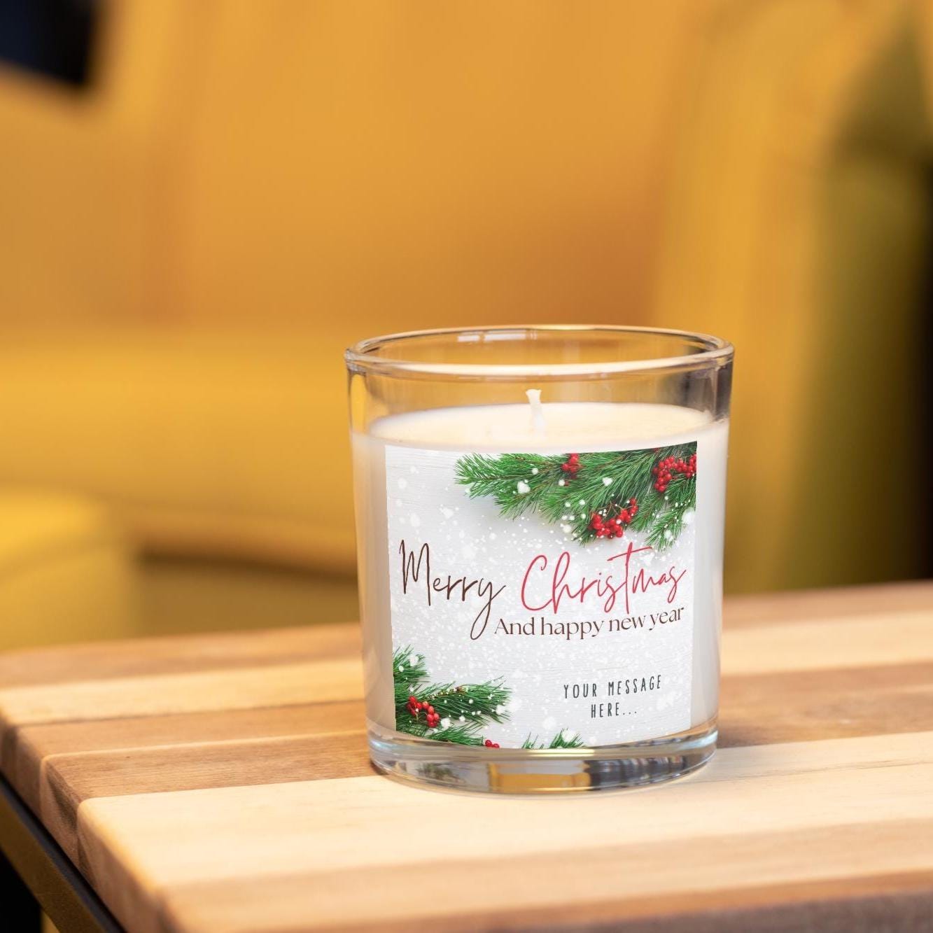 Merry Christmas & Happy New Year | Personalised Candle | Festive Christmas Message Candle | Happy New Year Gift | Personalised Message Gifts Etsy