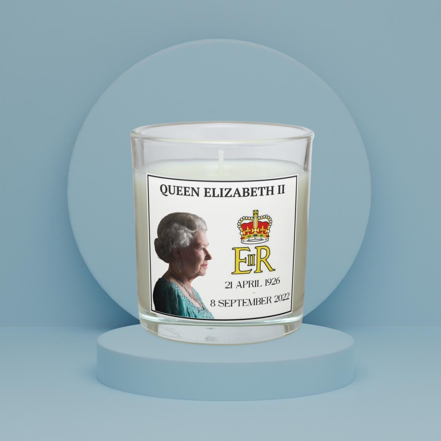 Queen Elizabeth II Personalised Candle | Royal Tribute Candle | Memorial Keepsake with Portrait & Crown Emblem | Regal Gift for Royal Fans Etsy
