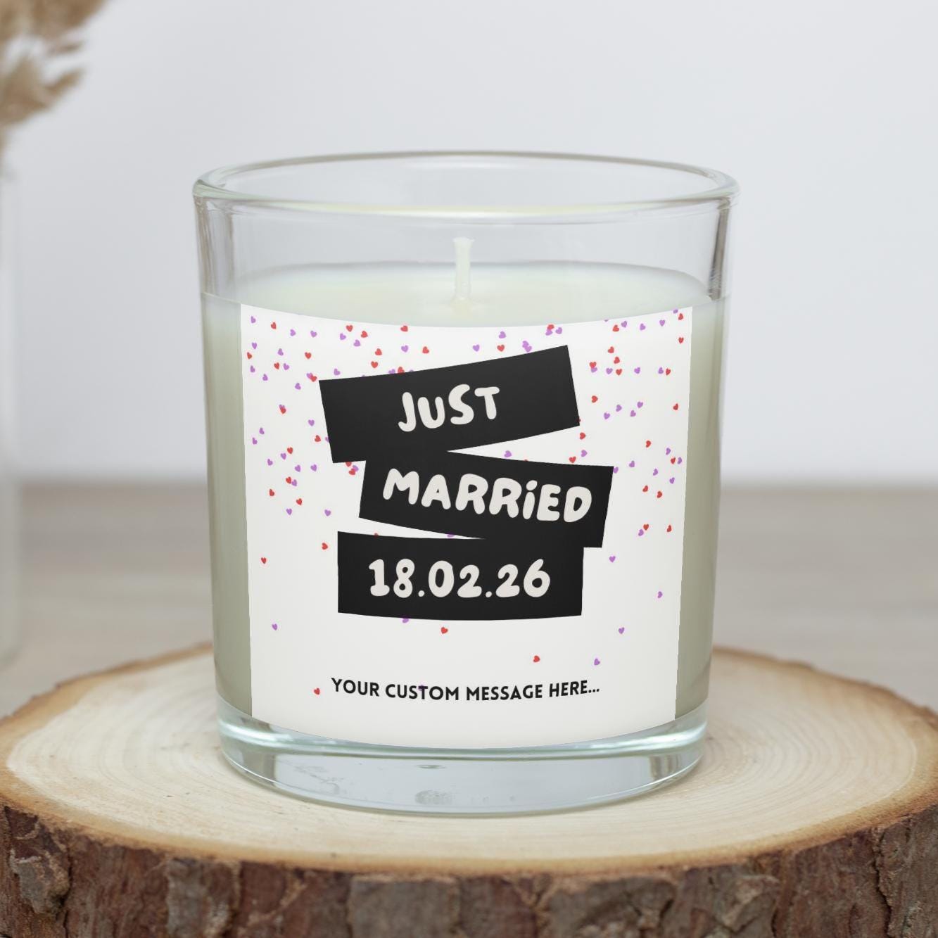 Just Married Special Date Wedding Candle | Custom Date Wedding Day Gift | Wedding Personalised Message Candle | Bride & Groom Message Gift Etsy