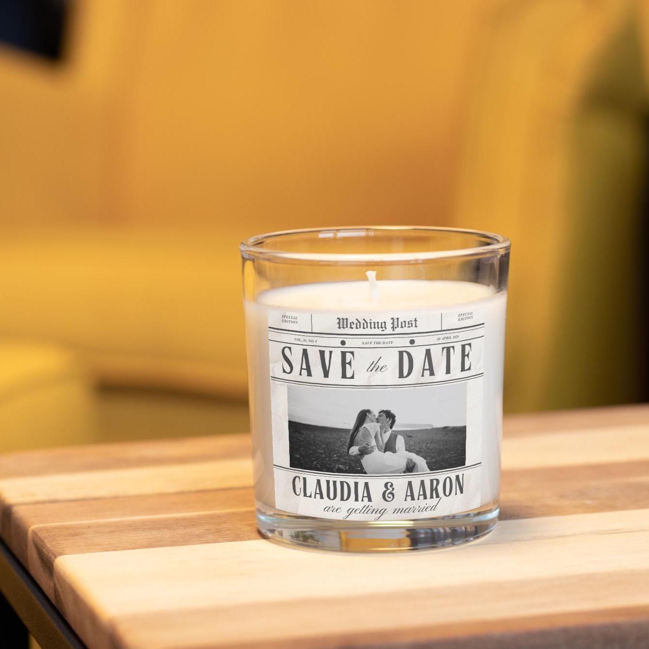 Save the Date Wedding Personalised Candle | Wedding Invitation Photo Message Gift | Novelty Upcoming Wedding Candle | Any Date & Message Etsy