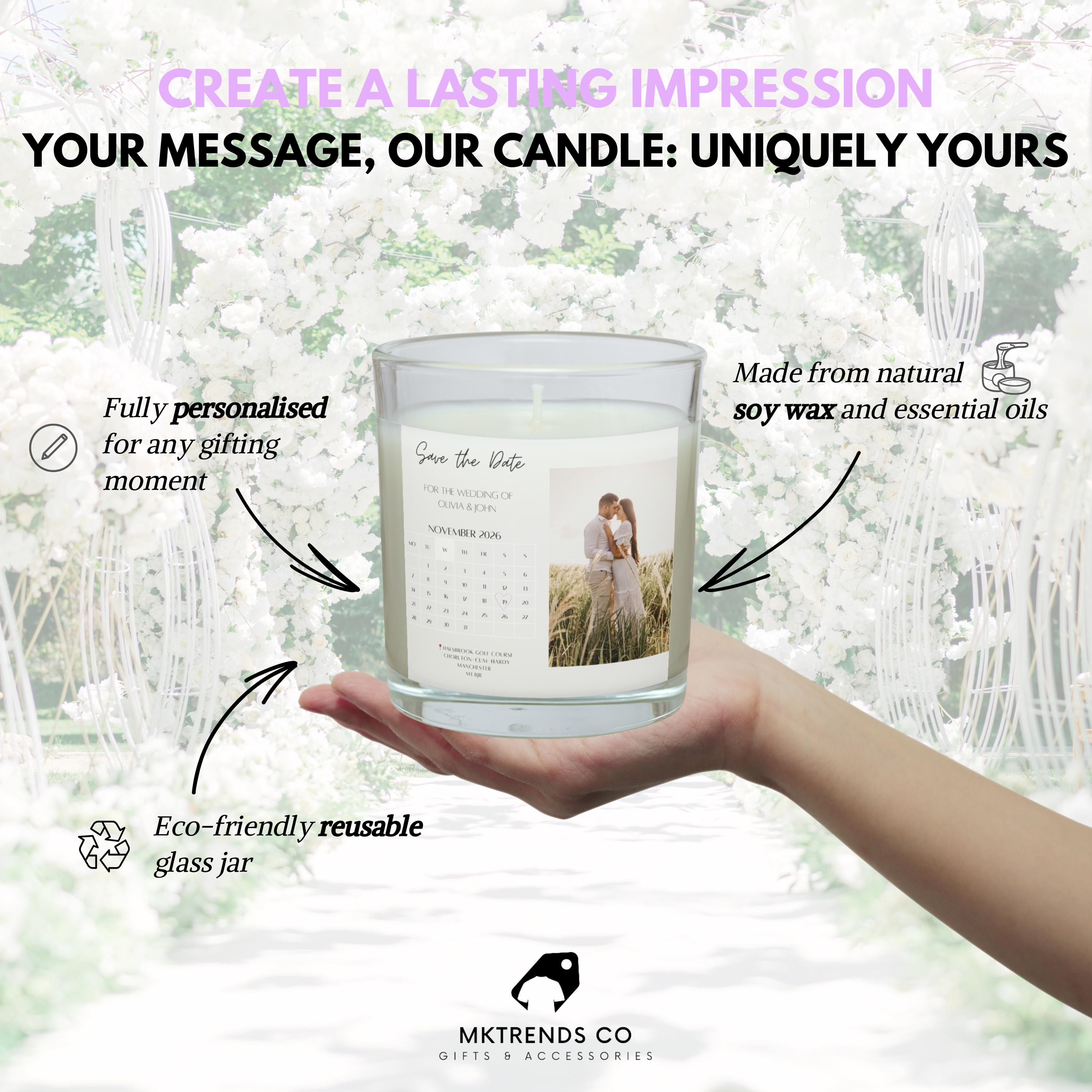 Save the Date Photo Personalised Candle, Custom Wedding Announcement, Wedding Date Reveal Gift, Engagement Keepsake Gift, Photo Message Gift Etsy