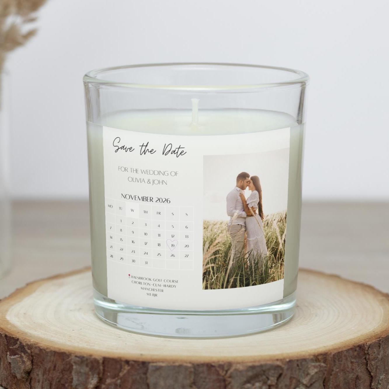 Save the Date Photo Personalised Candle, Custom Wedding Announcement, Wedding Date Reveal Gift, Engagement Keepsake Gift, Photo Message Gift Etsy