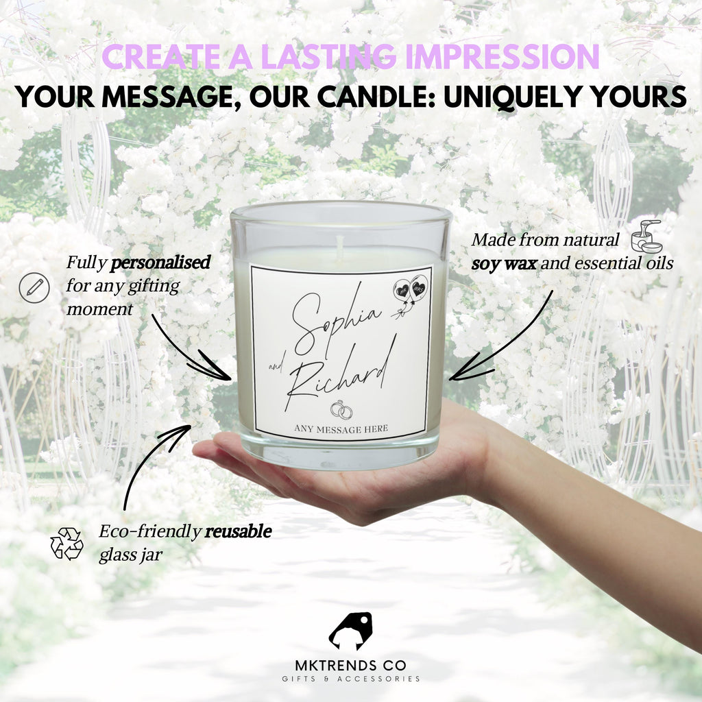 Wedding or Engagement Personalised Candle | Gift for Wedding Day | Custom Message Mr & Mrs Candle | Bride and Groom Message Custom Gift Etsy