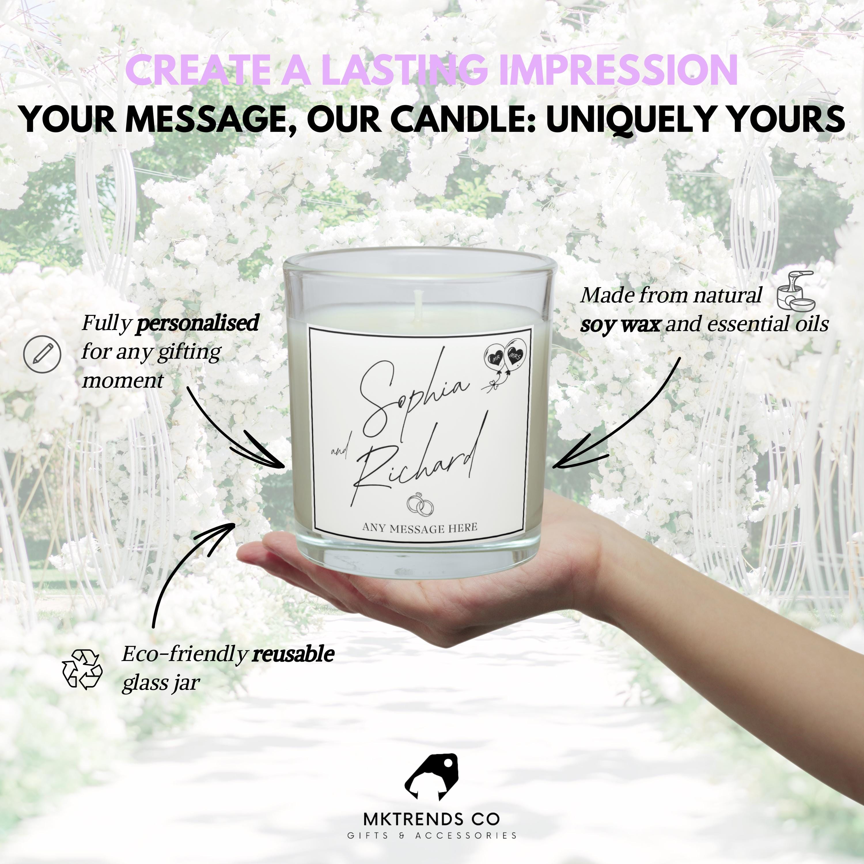 Wedding or Engagement Personalised Candle | Gift for Wedding Day | Custom Message Mr & Mrs Candle | Bride and Groom Message Custom Gift Etsy