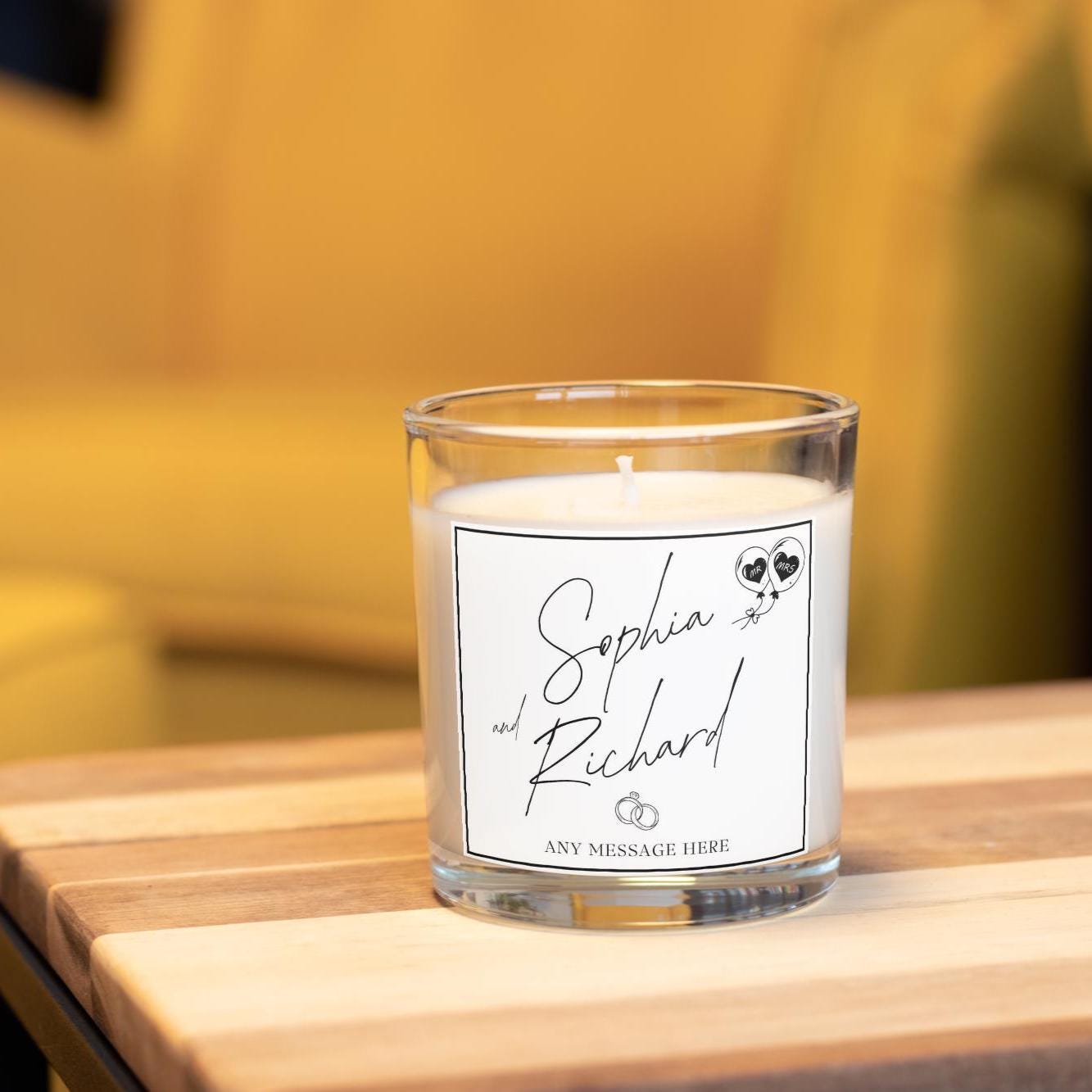 Wedding or Engagement Personalised Candle | Gift for Wedding Day | Custom Message Mr & Mrs Candle | Bride and Groom Message Custom Gift Etsy