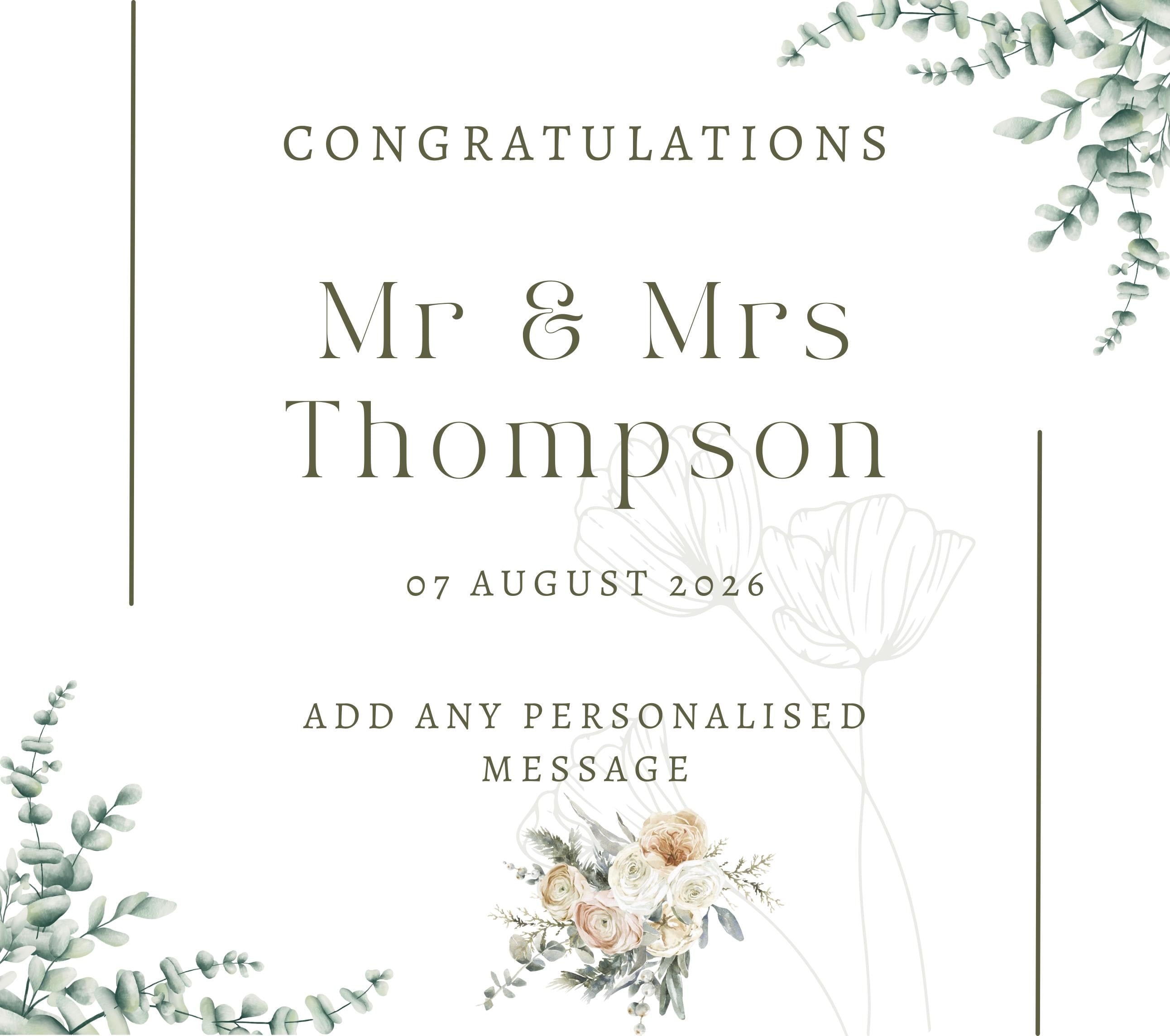 Mr & Mrs Congratulations Personalised Candle | Wedding Day Gift | Custom Message Wedding Candle | Bride and Groom Name Message Candle Gift Etsy