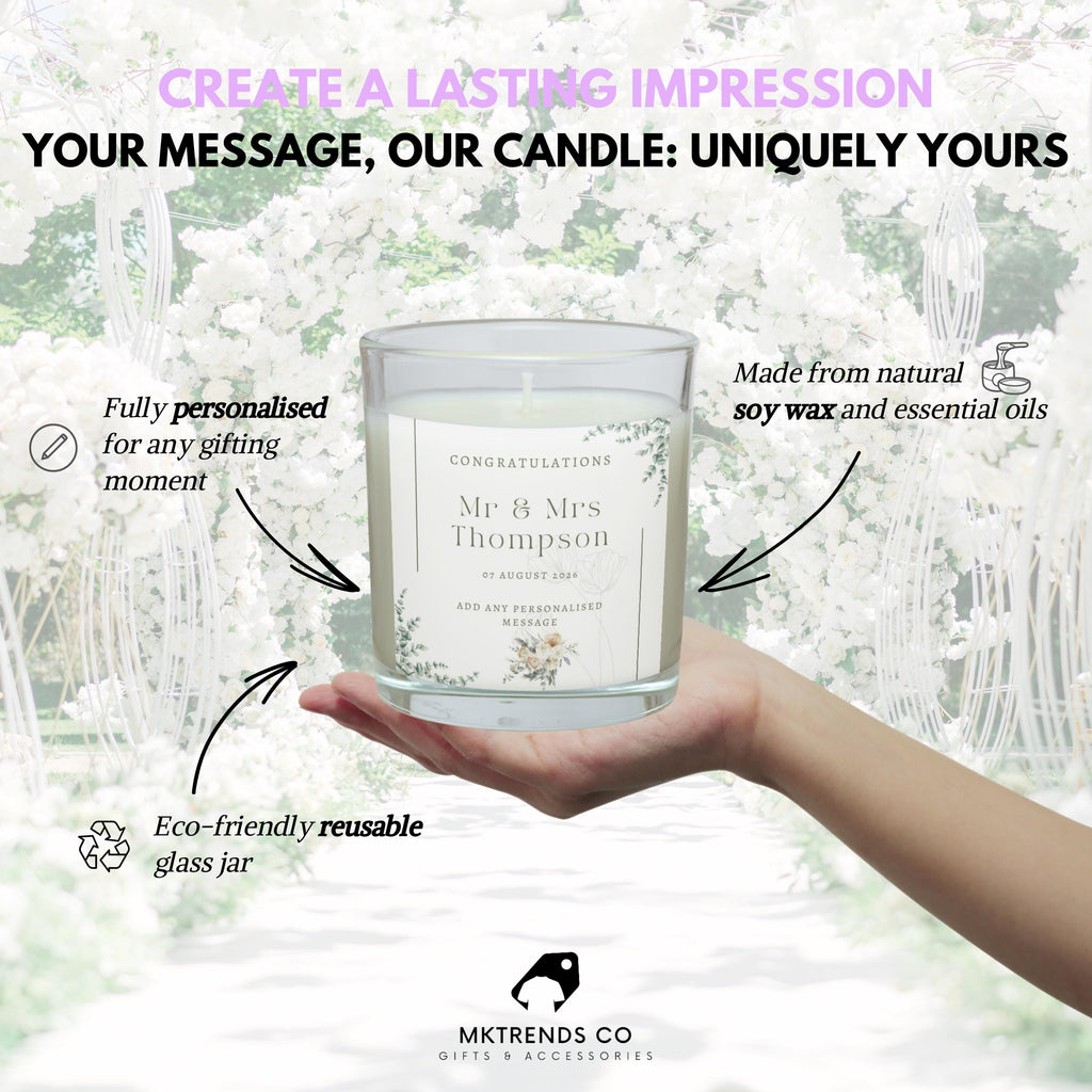 Mr & Mrs Congratulations Personalised Candle | Wedding Day Gift | Custom Message Wedding Candle | Bride and Groom Name Message Candle Gift Etsy