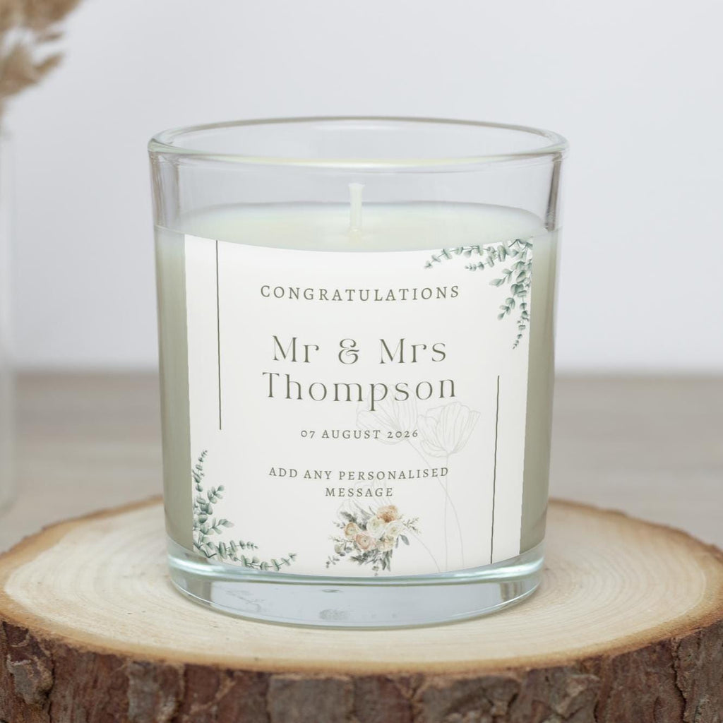 Mr & Mrs Congratulations Personalised Candle | Wedding Day Gift | Custom Message Wedding Candle | Bride and Groom Name Message Candle Gift Etsy