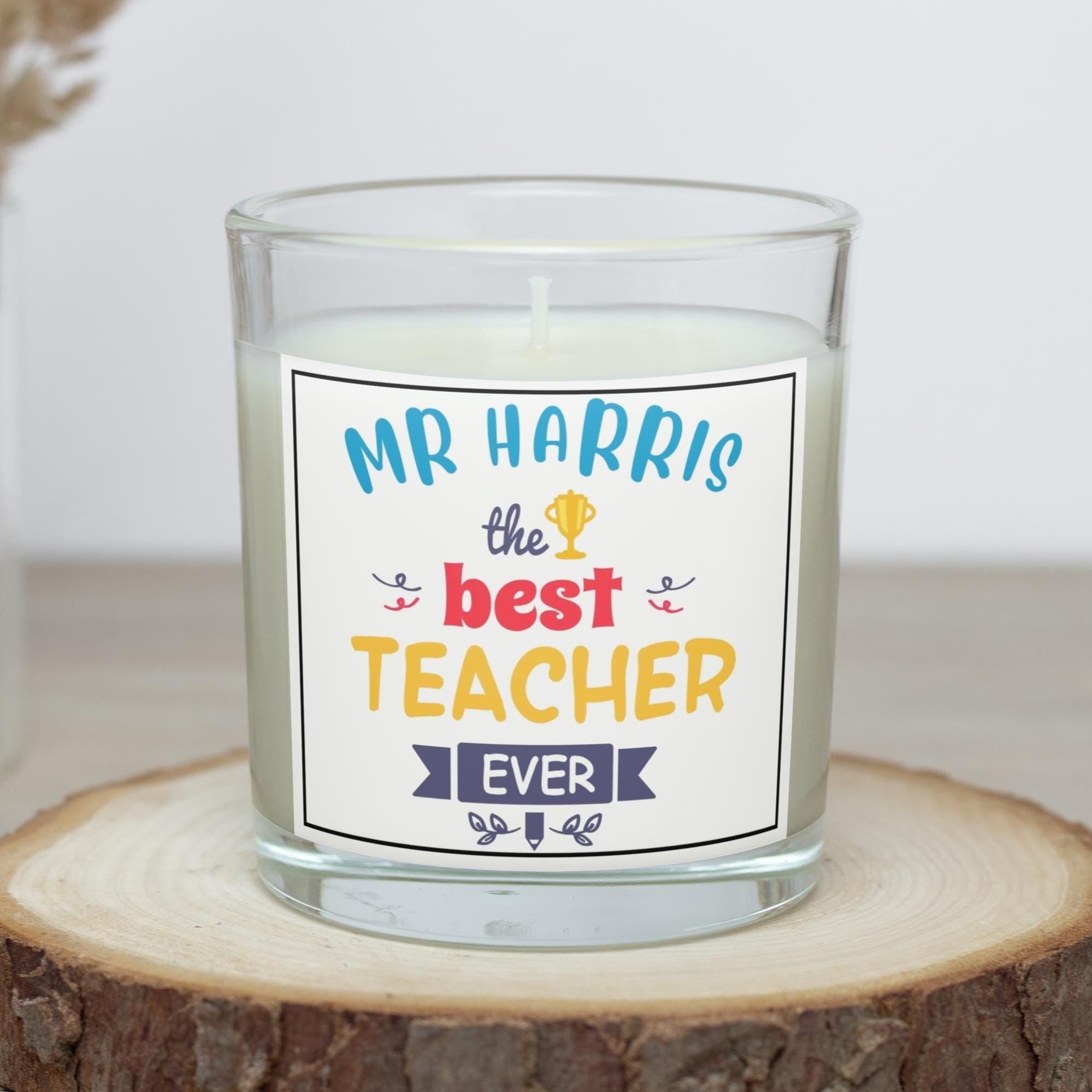 Best Teacher Name Personalised Candle | Best teacher Ever Candle Gift | End of Term Teacher | Trophy Teacher Gift | Personalised School Gift Etsy